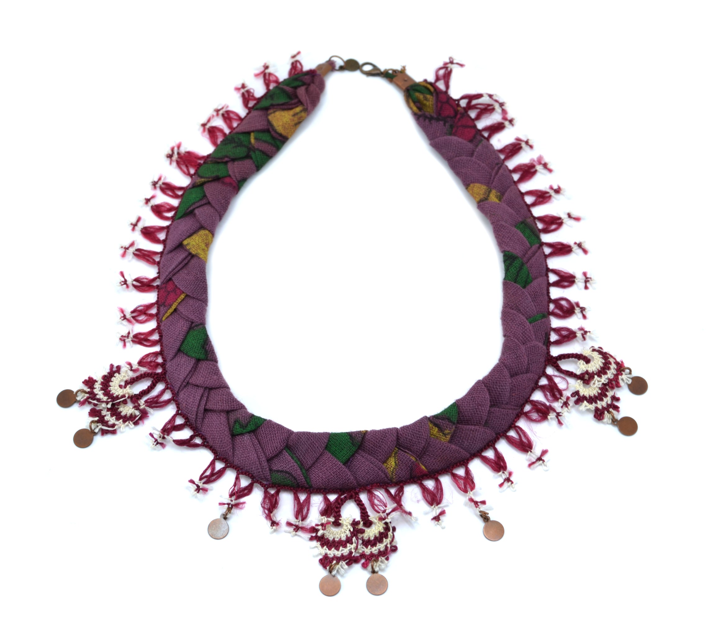 Regal Purple Handmade Silk Braided Necklace