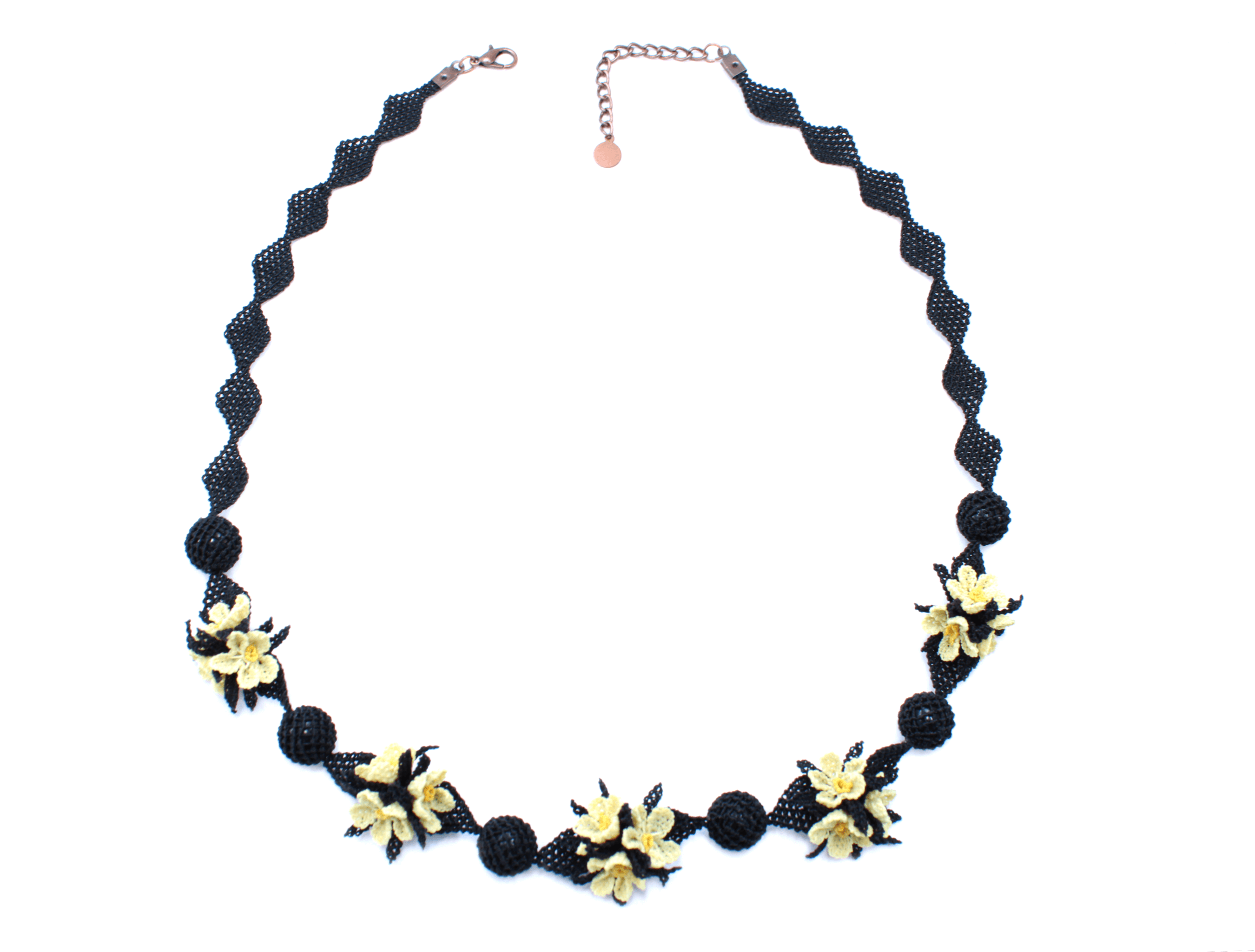 Black and Beige Garden Party Bouquet Necklace